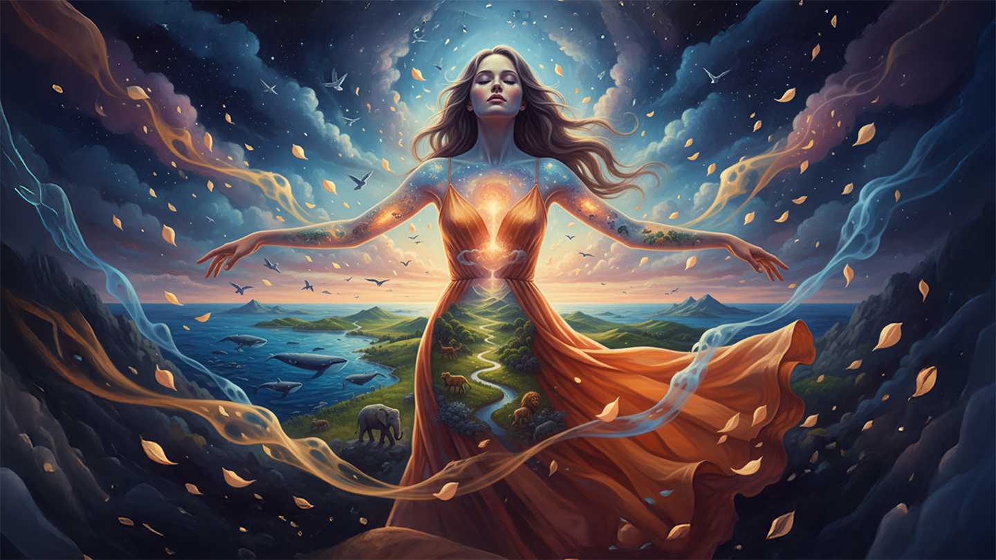 l'immagine rappresenta un individuo che è immerso nella natura e contiene l'amore per la natura